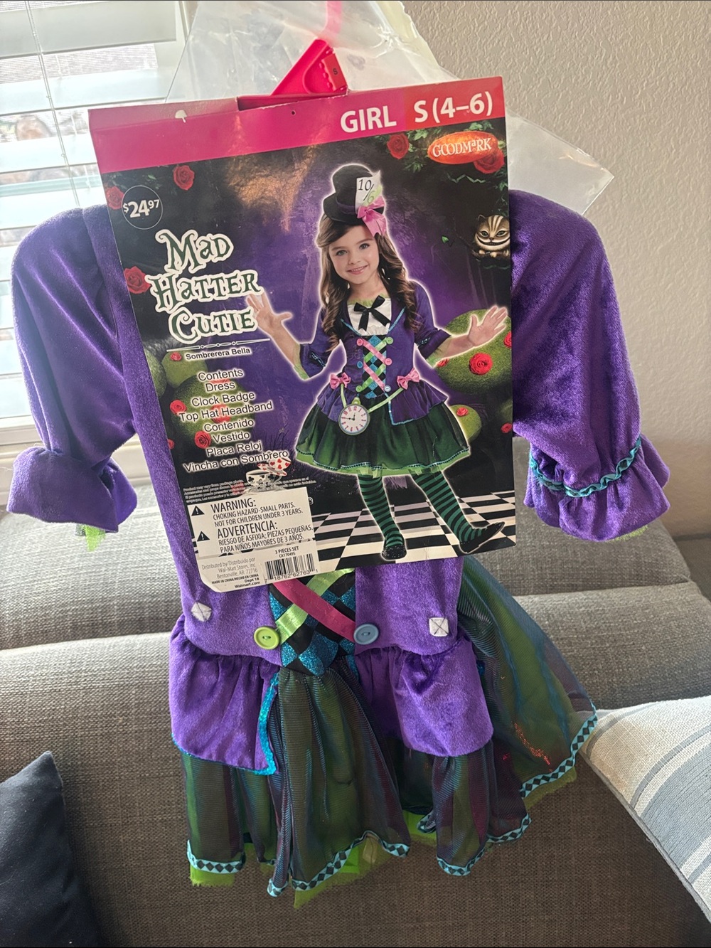Mad Hatter Cutie Girls Purple Green Costume Size Small 4-6